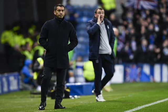 Rangers manager Giovanni van Bronckhorst watches from the touchline during the Premier Sports Cup quarter-final win over Dundee at Ibrox.  (Photo by Rob Casey / SNS Group)