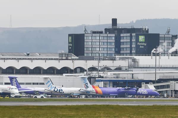 Flybe aircraft at Glasgow Airport. Picture: John Devlin
