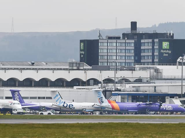 Flybe aircraft at Glasgow Airport. Picture: John Devlin