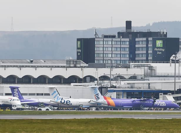 Flybe aircraft at Glasgow Airport. Picture: John Devlin