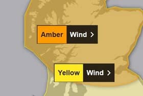 An amber weather warning is in place from 10am to 10pm.
