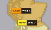 An amber weather warning is in place from 10am to 10pm.