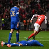 Abel Ruiz turns away to celebrate putting Braga ahead against Rangers in the first leg of the Europa League quarter-final. (Photo by Octavio Passos/Getty Images)