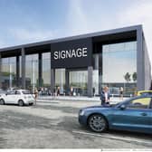 An artist's impression of the proposed purpose-built retail unit on the former Arnold Clark site