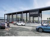 An artist's impression of the proposed purpose-built retail unit on the former Arnold Clark site