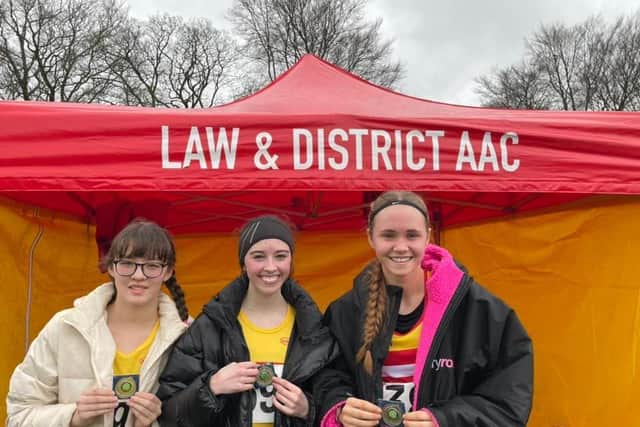 Law and District AAC under-17 women squad who were second at Lanarkshire Cross Country
