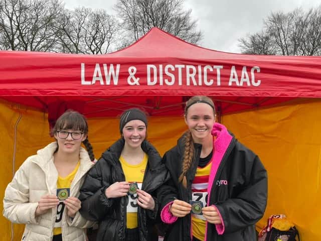 Law and District AAC under-17 women squad who were second at Lanarkshire Cross Country