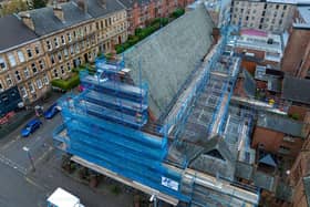 The building's roof, windows and stonework are being renovated as part of the project