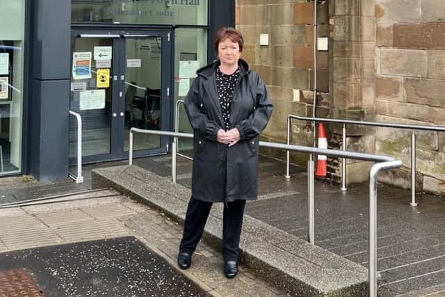 Rona Mackay pictured outside the vaccination centre