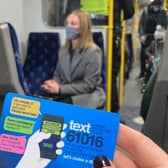 The text 61016 number launched by British Transport Police so that members of the public can report crimes such as sexual harassment on trains across the country (Photo: Hannah Brown).