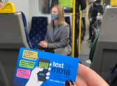 The text 61016 number launched by British Transport Police so that members of the public can report crimes such as sexual harassment on trains across the country (Photo: Hannah Brown).