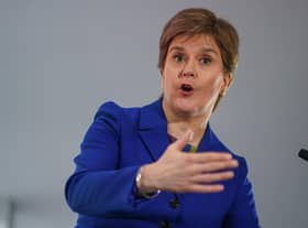 First Minister Nicola Sturgeon, leader of the SNP Party, speaks during a press conference on November 23, 2022. 