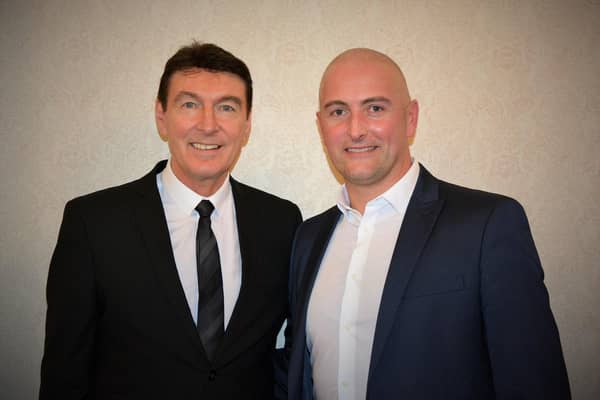 Colin McKendrick (right), pictured with Scots football legend Gordon Smith, is delighted Clydesdale Cup is back