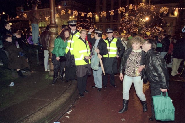 Police join celebrations in 1990.