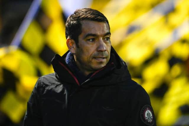 Rangers manager Giovanni van Bronckhorst during his team's 3-0 Scottish Cup win against Annan Athletic at Galabank on Saturday evening. (Photo by Rob Casey / SNS Group)