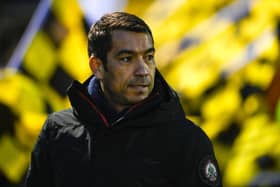 Rangers manager Giovanni van Bronckhorst during his team's 3-0 Scottish Cup win against Annan Athletic at Galabank on Saturday evening. (Photo by Rob Casey / SNS Group)