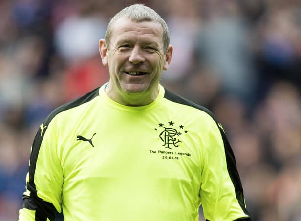 <p>Andy Goram in action for Rangers Legends in 2018.</p>