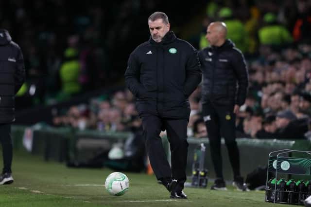 Celtic manager Ange Postecoglou retrieves the ball as it goes out of play during the Europa Conference League match against Bodo/Glimt at Celtic Park. (Photo by Craig Williamson / SNS Group)