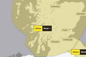 A yellow warning for wind is in force across much of Scotland from 3am to 3pm on Friday, February 17, 2023.