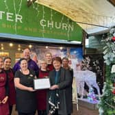 Rona, congratulating Caulders Garden Centre in Kirkintilloch on winning a global award for their Butterchurn Coffee Shop