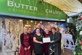 Rona, congratulating Caulders Garden Centre in Kirkintilloch on winning a global award for their Butterchurn Coffee Shop