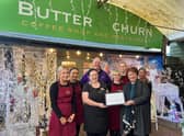 Rona, congratulating Caulders Garden Centre in Kirkintilloch on winning a global award for their Butterchurn Coffee Shop