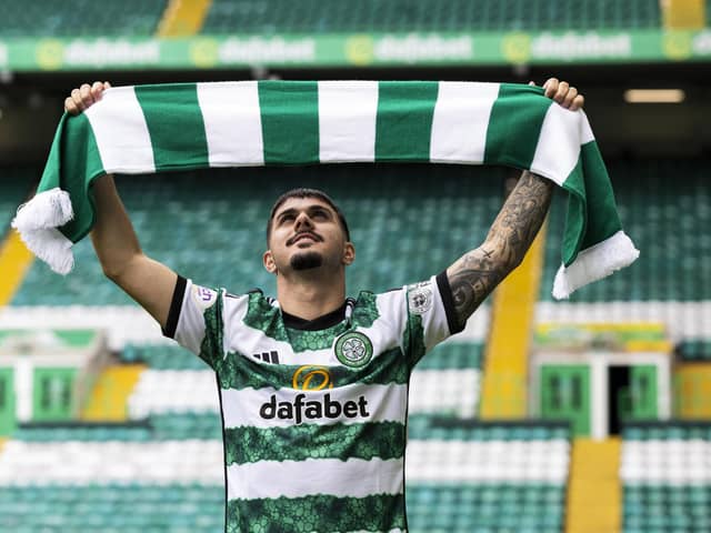 Marco Tilio is pictured at Celtic Park after signing a five-year deal with the club.  (Photo by Craig Foy / SNS Group)