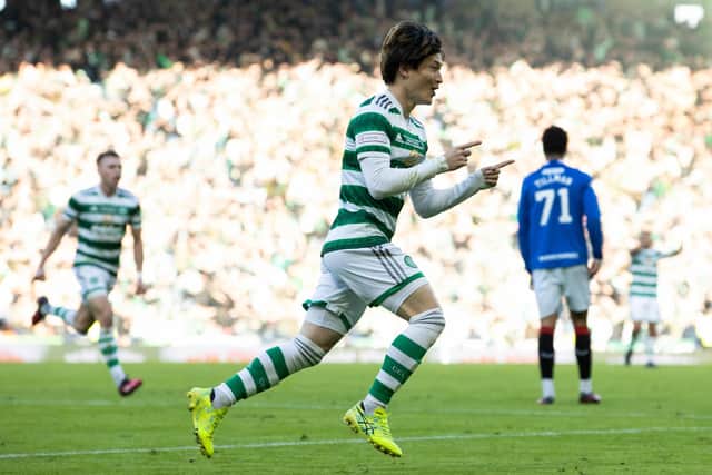 Celtic's Kyogo Furuhashi scored twice to down Rangers at Hampden.