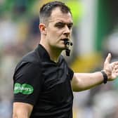 Referee Don Robertson was called out by Hearts manager Robbe Neilson and his defender Toby Sibbick for missing a Callum McGregor foul on the Tynecastle player in the lead-up to Celtic's equalising first goal. (Photo by Rob Casey / SNS Group)