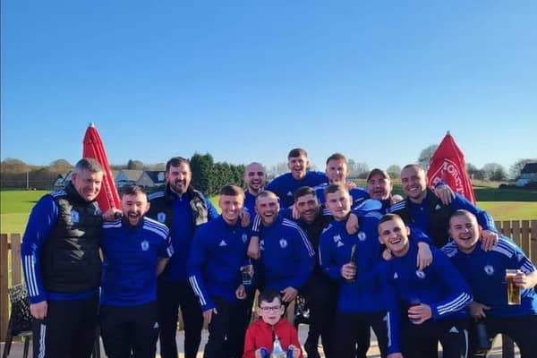 Jubilant Lesmahagow Amateur FC squad celebrate cup win