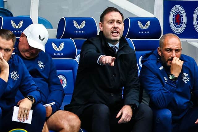 Rangers manager Michael Beale fires out instructions during the 1-0 win over Motherwell.