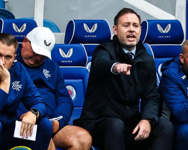Rangers manager Michael Beale fires out instructions during the 1-0 win over Motherwell.