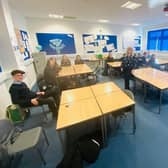 Pupils pose questions to Amy Callaghan during her visit to the school.