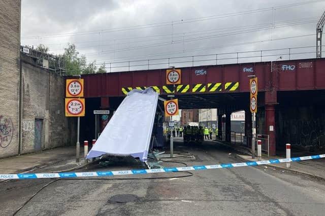 Bus roof previously sheared off in Cook Street incident on May 21, 2023.