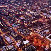 A night view over the city centre.