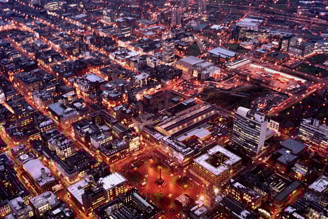 A night view over the city centre.