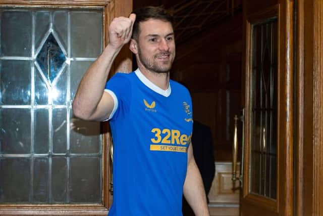 Aaron Ramsey pictured outside Ibrox after completing his loan move to Rangers on transfer deadline day. (Photo by Ross MacDonald / SNS Group)