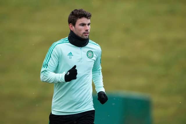 Matt O'Riley during a Celtic training session at Lennoxtown. (Photo by Craig Foy / SNS Group)
