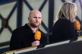 Former Celtic forward John Hartson on BT punditry duties during a UEFA Europa League Group D match between Rangers and Benfica at Ibrox Stadium, on November 26, 2020, in Glasgow, Scotland. (Photo by Alan Harvey / SNS Group)