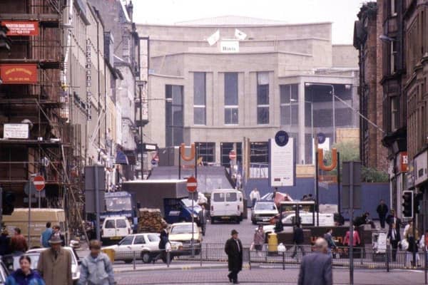 The Royal Concert Hall being built in 1990 at the top of Buchanan Street.  