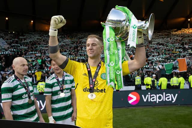 Joe Hart won the League Cup for a second time with Celtic last month.