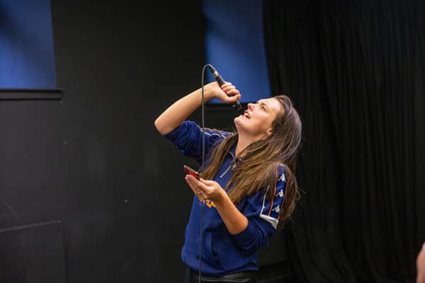 Actor Olivia Caw, who plays Bonnie, in rehearsals.