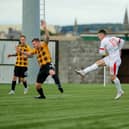 Ross Cunmningham fires home his second goal for Clyde at East Fife