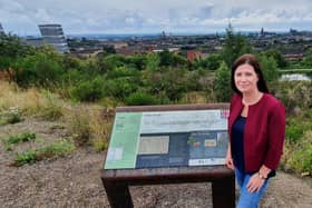 Catherine Topley at the viewpoint across Glasgow from the new Claypits nature reserve beside the Forth & Clyde Canal. Picture: John Devlin