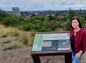 Catherine Topley at the viewpoint across Glasgow from the new Claypits nature reserve beside the Forth & Clyde Canal. Picture: John Devlin