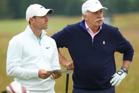 Rory McIlroy with Celtic's principal shareholder Dermot Desmond