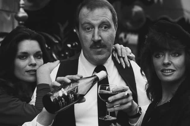 (left to right) Francesca Gonshaw, Gordon Kaye and Vicki Michelle of British sitcom 'Allo 'Allo! (photo: Getty Images)