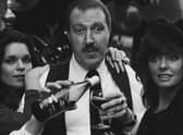 (left to right) Francesca Gonshaw, Gordon Kaye and Vicki Michelle of British sitcom 'Allo 'Allo! (photo: Getty Images)