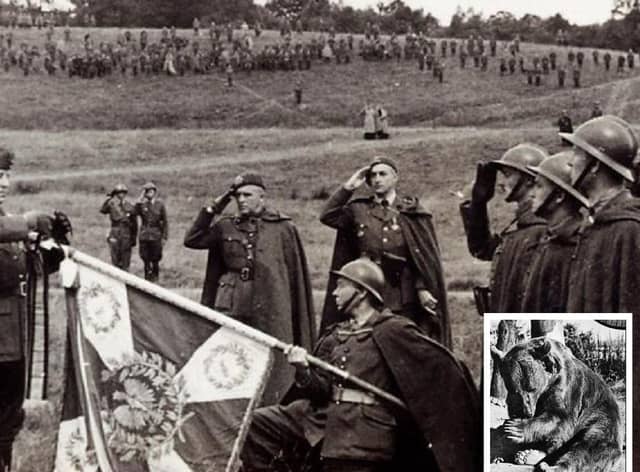One young girl was concerned that the Germans had landed when, in actual fact, it was a contingent of Polish soldiers based in Douglas. Inset: Wojtek the bear was a soldier in his own right.