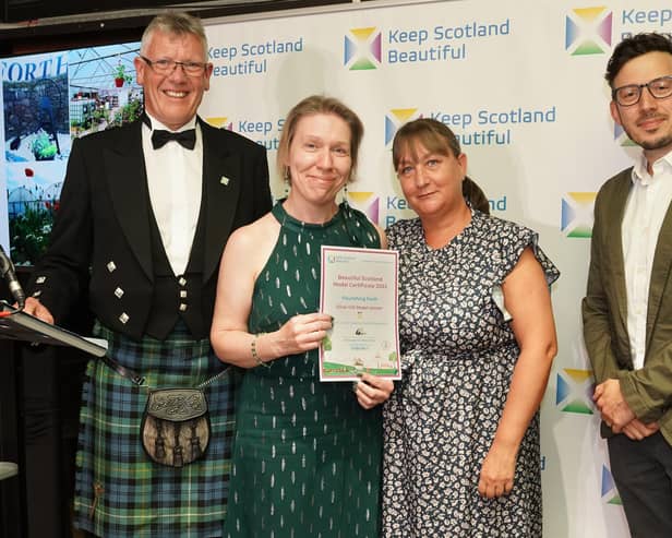 Tom Brock, KSB chairman, Gillian Hope and Marie McGurk of Flourishing Forth and Kyle Usher, KSB Trustee.